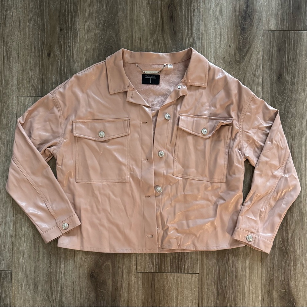 Women's Pink Faux Leather Jacket